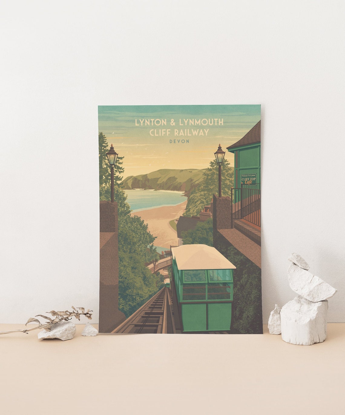 Lynton And Lynmouth Cliff Railway Devon Coastal View Scene Poster - Image 4