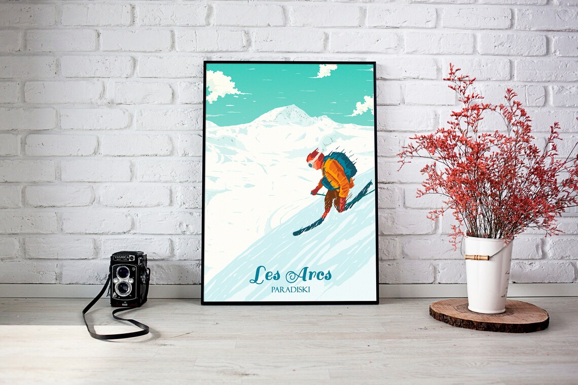 Les Arcs Vintage Ski Resort Travel Poster - Image 3