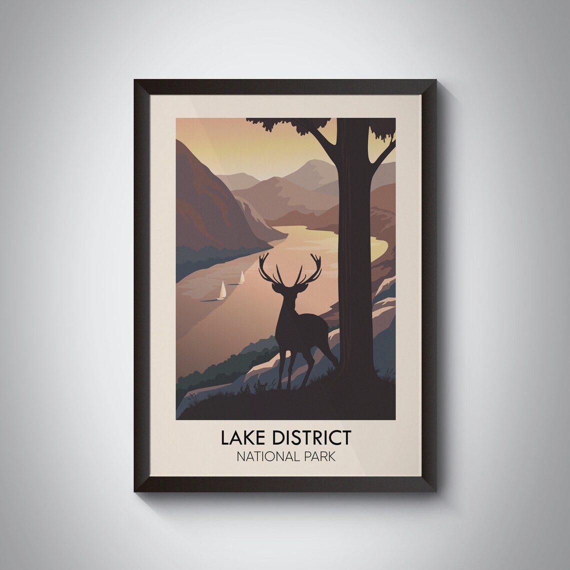 Lake District National Park Retro Vintage Travel Poster