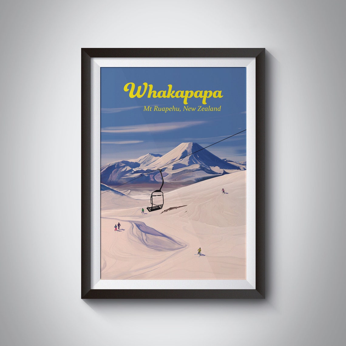 Whakapapa Ski Resort Poster Mount Ruapehu New Zealand Turoa Tongariro National Park Nz Travel Poster North Island Framed Print Art