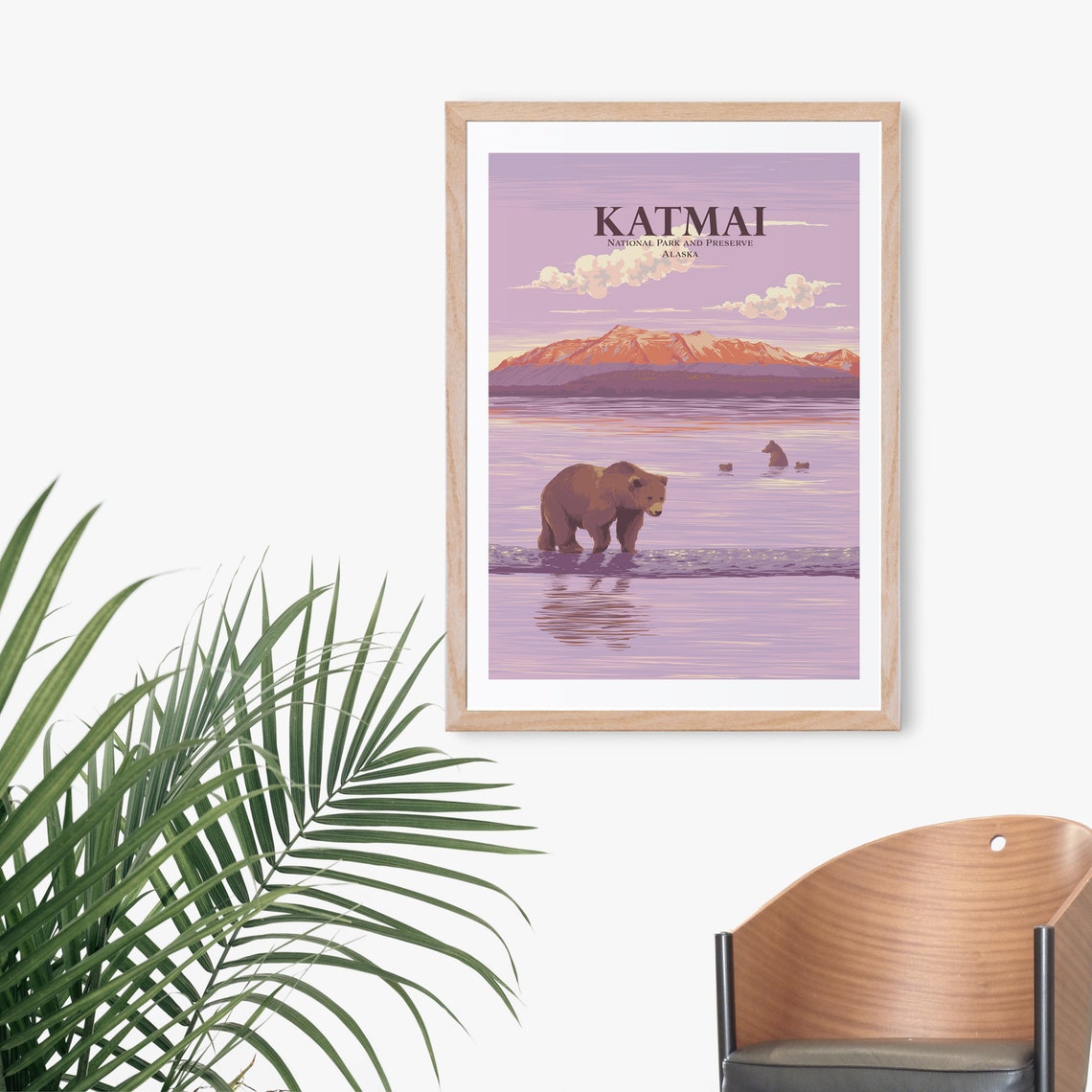 Katmai National Park And Preserve Poster Alaska Usa Travel Print Grizzly Bear See America Art Vintage Wpa Valley Of Ten Thousand Smokes - Image 3