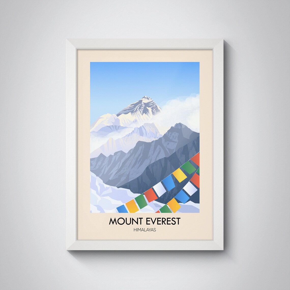 Mount Everest Himalayas Snow Peaks Prayer Flags Minimalist Travel Poster - Image 4