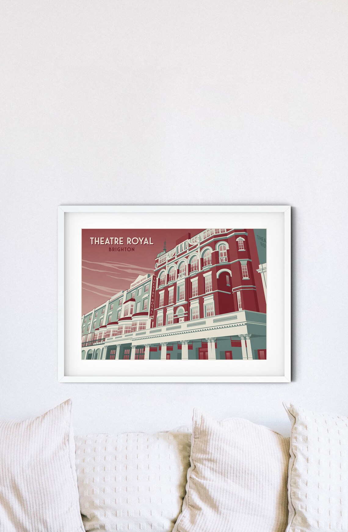 Theatre Royal Brighton Red Art Deco Facade Vintage Travel Poster - Image 2