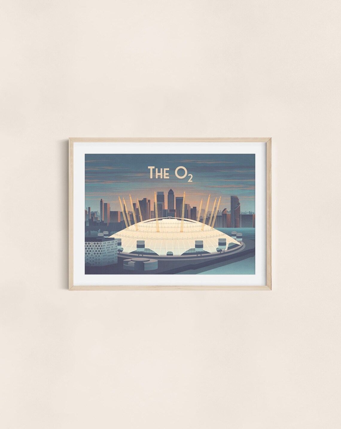 The O2 London Vintage Travel Poster, Greenwich Dome Sunset Skyline Art - Image 3