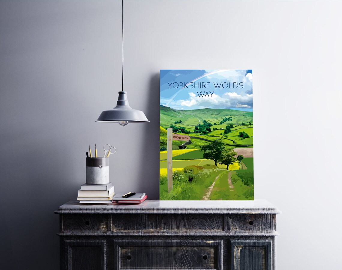 Yorkshire Wolds Way Travel Poster, Hiking Trail Art - Image 2