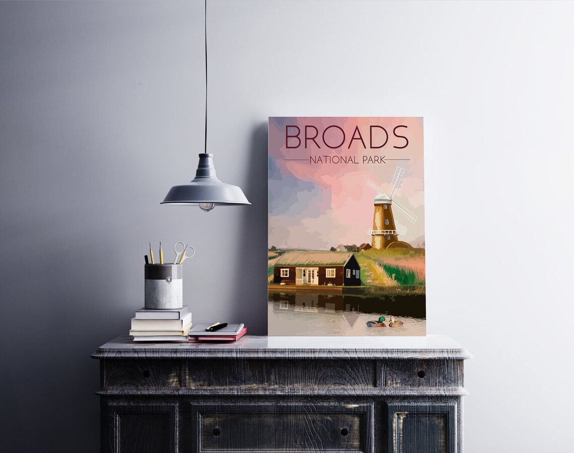 Broads National Park Vintage Travel Poster Print - Image 3