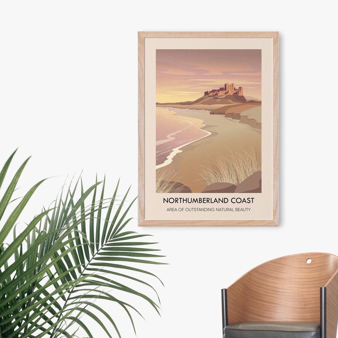 Northumberland Coast AONB Vintage Travel Poster - Image 3