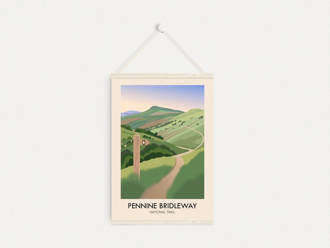 Pennine Bridleway National Trail Rolling Green Hills Travel Poster - Image 3