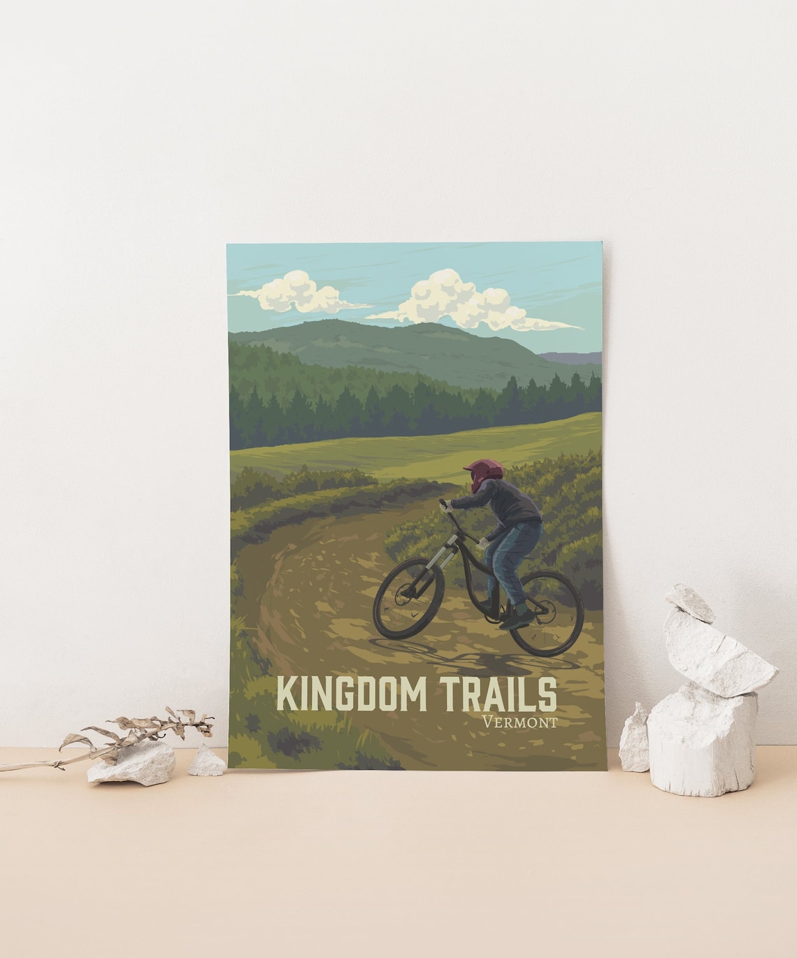 Kingdom Trails Vermont Mountain Biking Poster, Dirt Trail Rider Artwork - Image 4