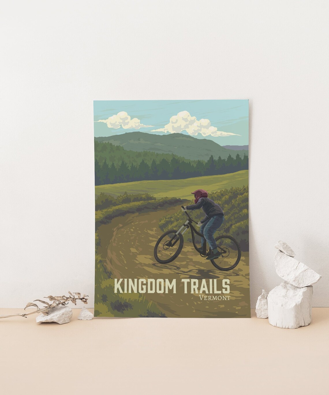 Kingdom Trails Vermont Mountain Biking Travel Poster Usa Mtb Vintage Travel Print Hiking Trails Bike Routes Retro Artwork Framed Gift - Image 4