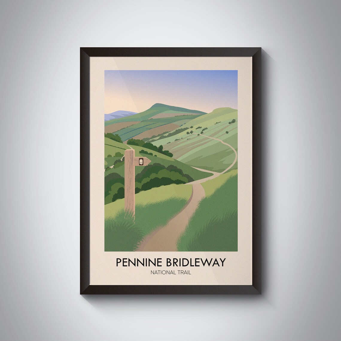 Pennine Bridleway National Trail Rolling Green Hills Travel Poster