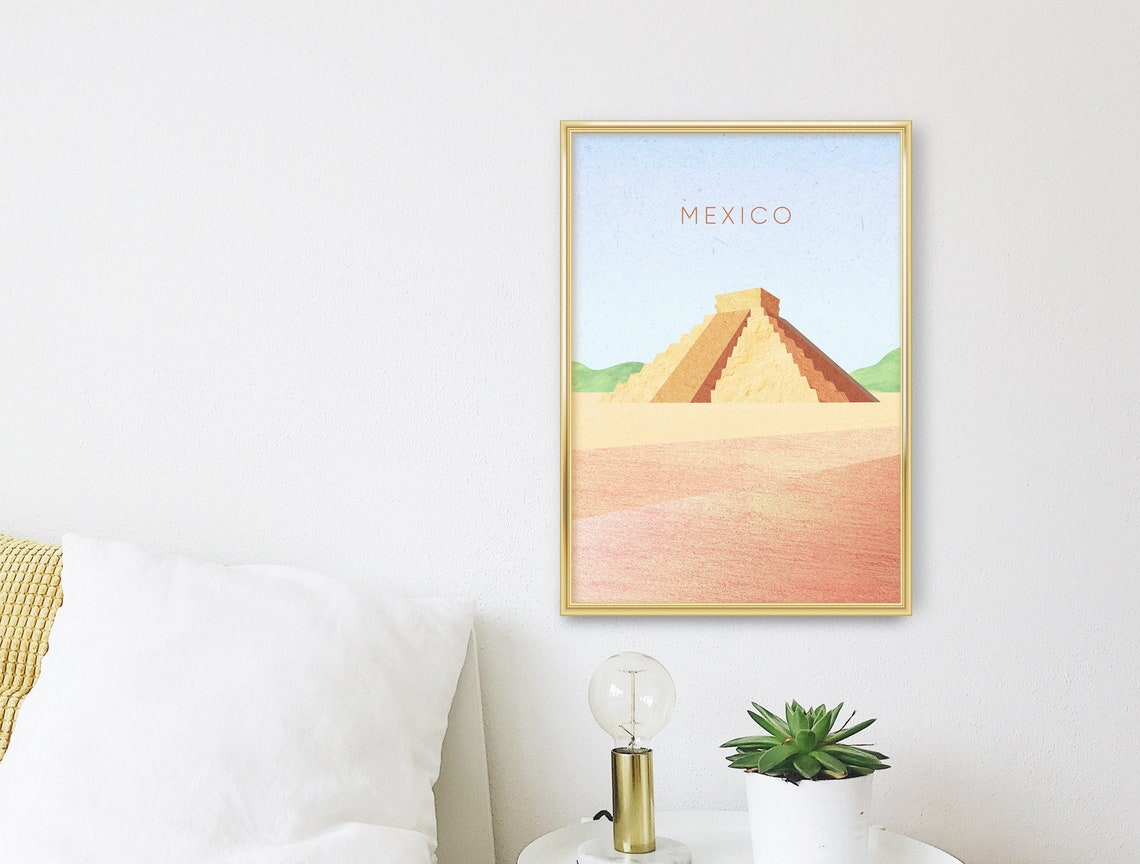 Mexico Chichen Itza Pyramid Minimalist Poster, El Castillo Desert Art - Image 3