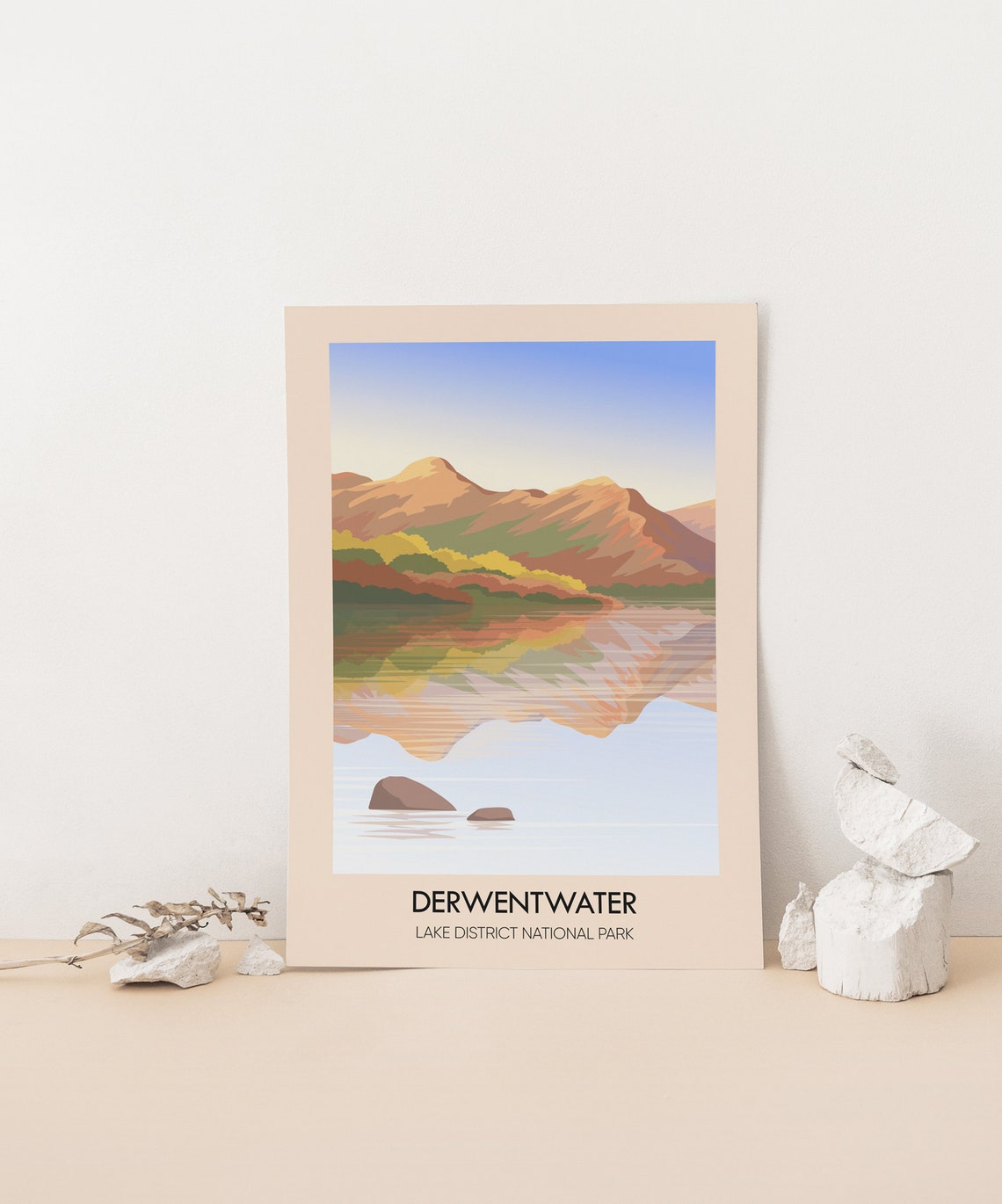 Derwentwater Lake District Mirror Reflection Vintage Travel Poster - Image 4