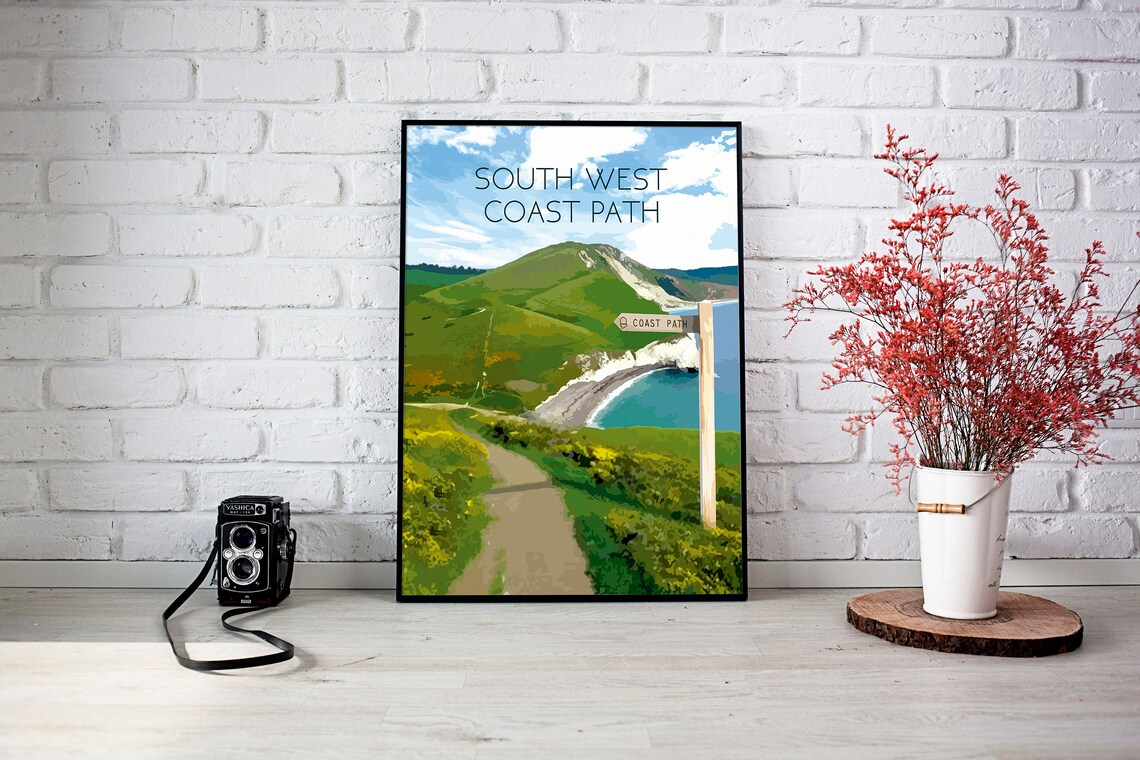 South West Coast Path Travel Poster, Jurassic Coast Map - Image 3