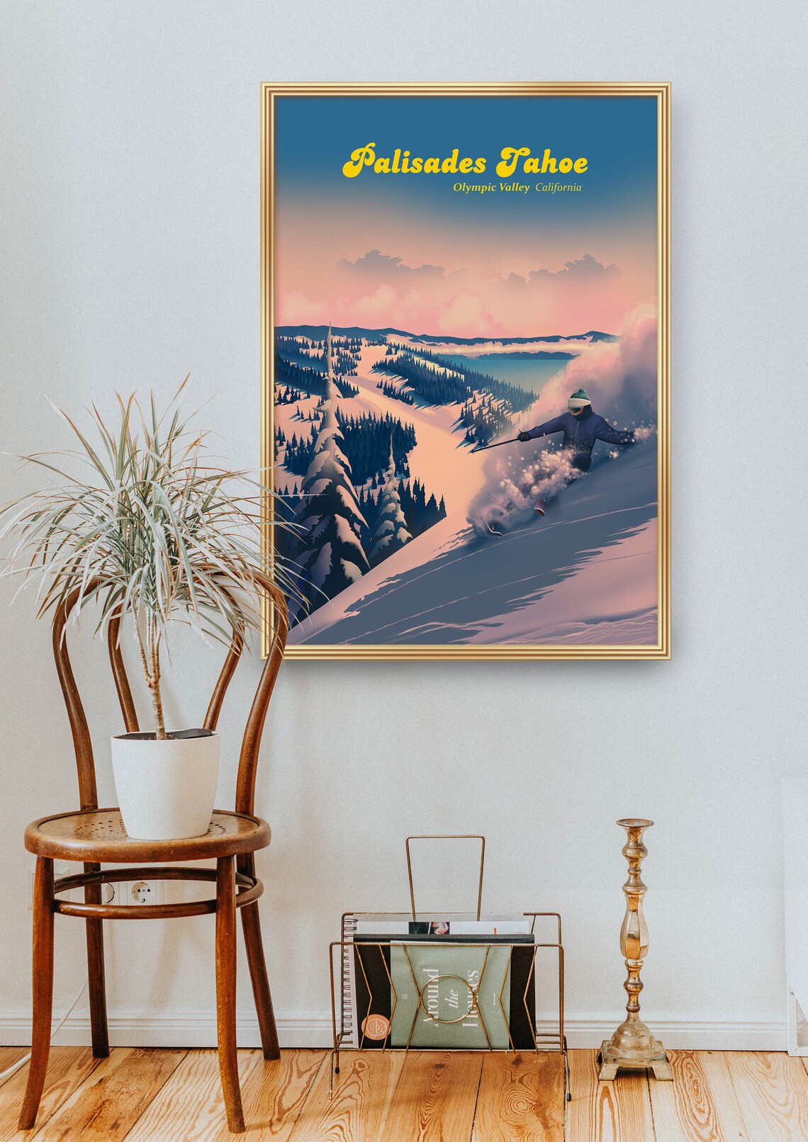 Palisades Tahoe Vintage Travel Poster, Sierra Nevada - Image 2