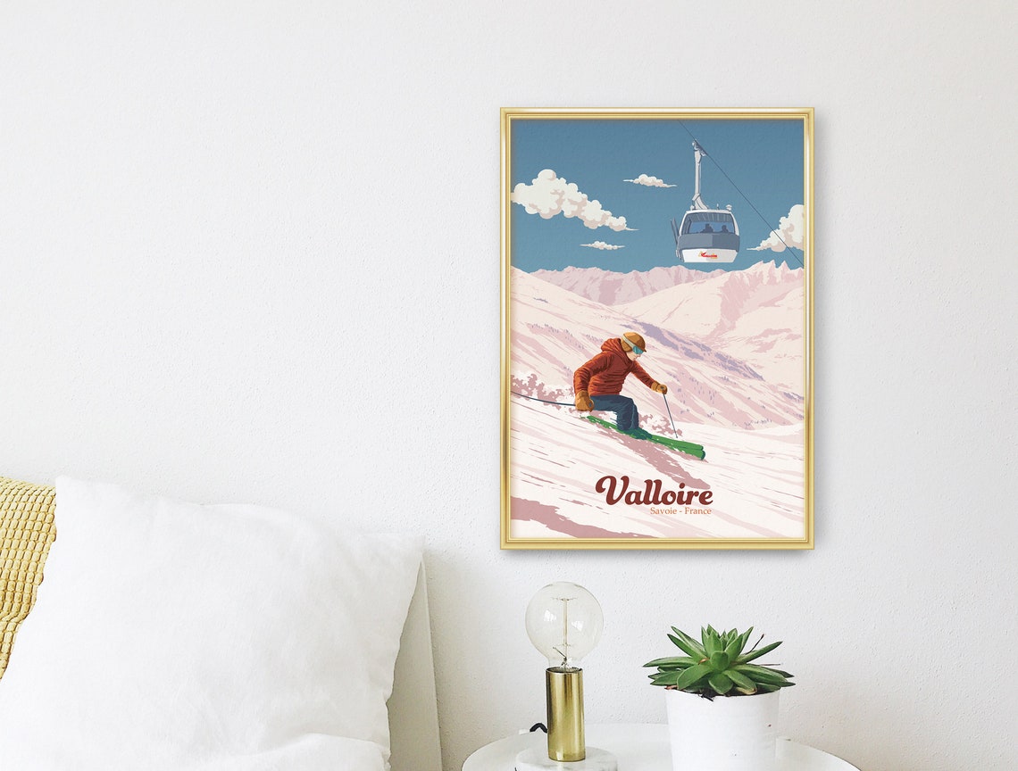 Valloire Ski Resort Poster Savoie France French Alps Print Vintage Ski Poster Skiing Wall Art Valloire Galibier Travel Poster Gift - Image 3
