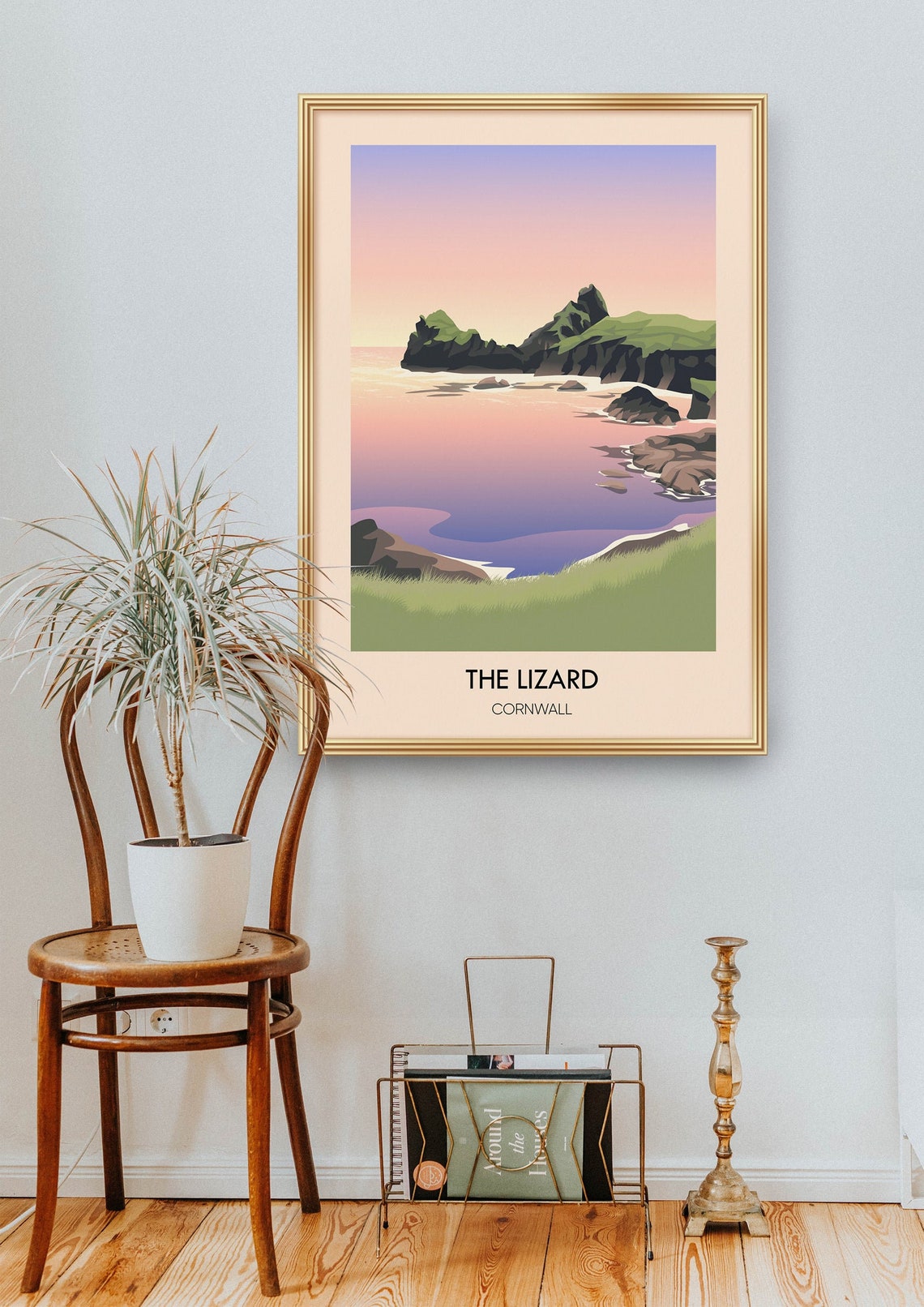 The Lizard Cornwall Pink Sunset Rocky Cove Coastal Seascape Poster - Image 2