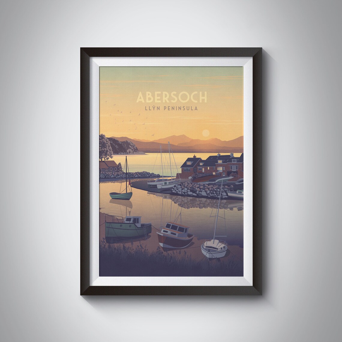 Abersoch Vintage Travel Poster, Wales Landscape