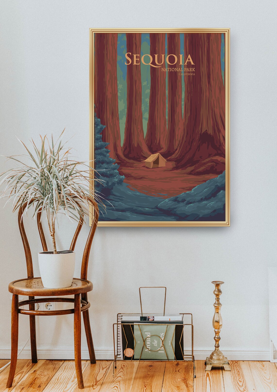 Sequoia National Park California Giant Redwoods Tent Camp Scene Poster - Image 2