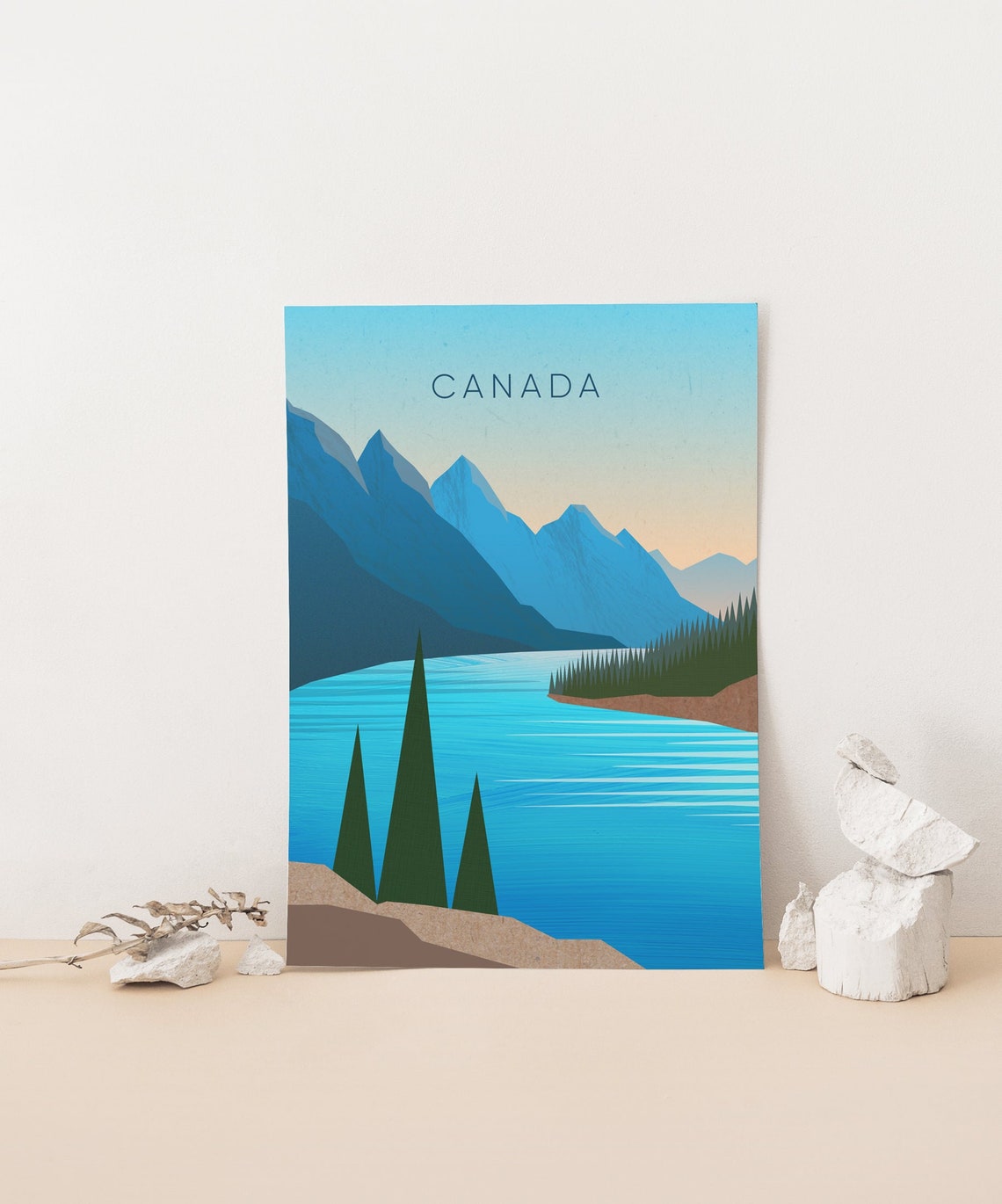 Canada Blue Lake Peaks Minimalist Poster, Pine Forest Mountain Art - Image 4