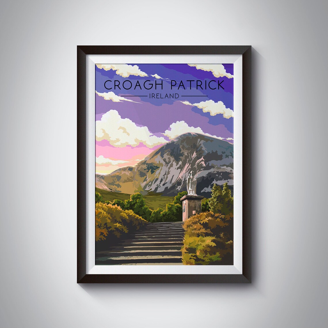 Croagh Patrick Ireland Travel Poster, County Mayo