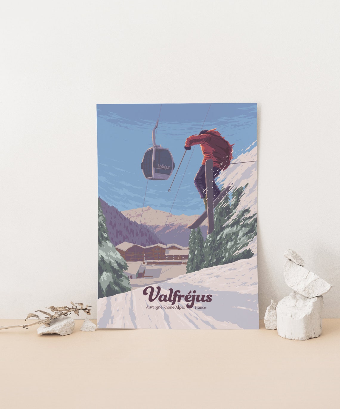 Valfrejus Ski Resort Poster Savoie Mont Blanc France La Norma Modane Snowboarding French Alps Maurienne Vintage Ski Print Wall Art - Image 3