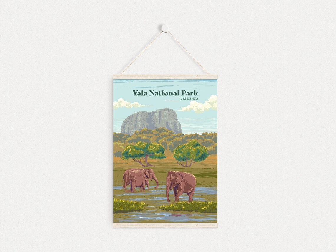 Yala National Park Sri Lanka Elephant Safari Rock Travel Poster - Image 4