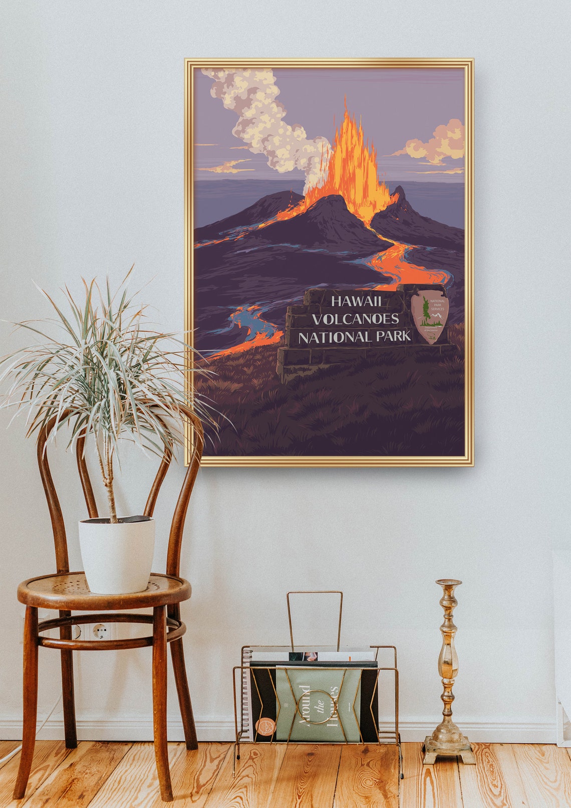 Hawaii Volcanoes National Park Erupting Lava Night Travel Poster - Image 2