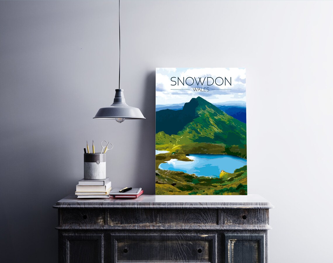 Mount Snowdon Wales Travel Poster, Snowdonia National Park - Image 2