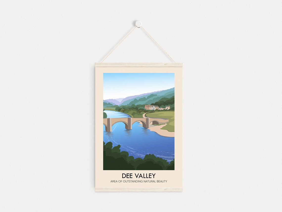 Dee Valley Stone Bridge Over the River Dee Wales Travel Poster - Image 4