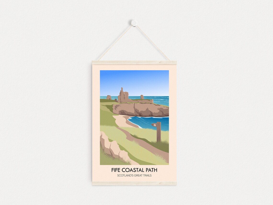 Fife Coastal Path Vintage Travel Poster, Hiking Art - Image 4