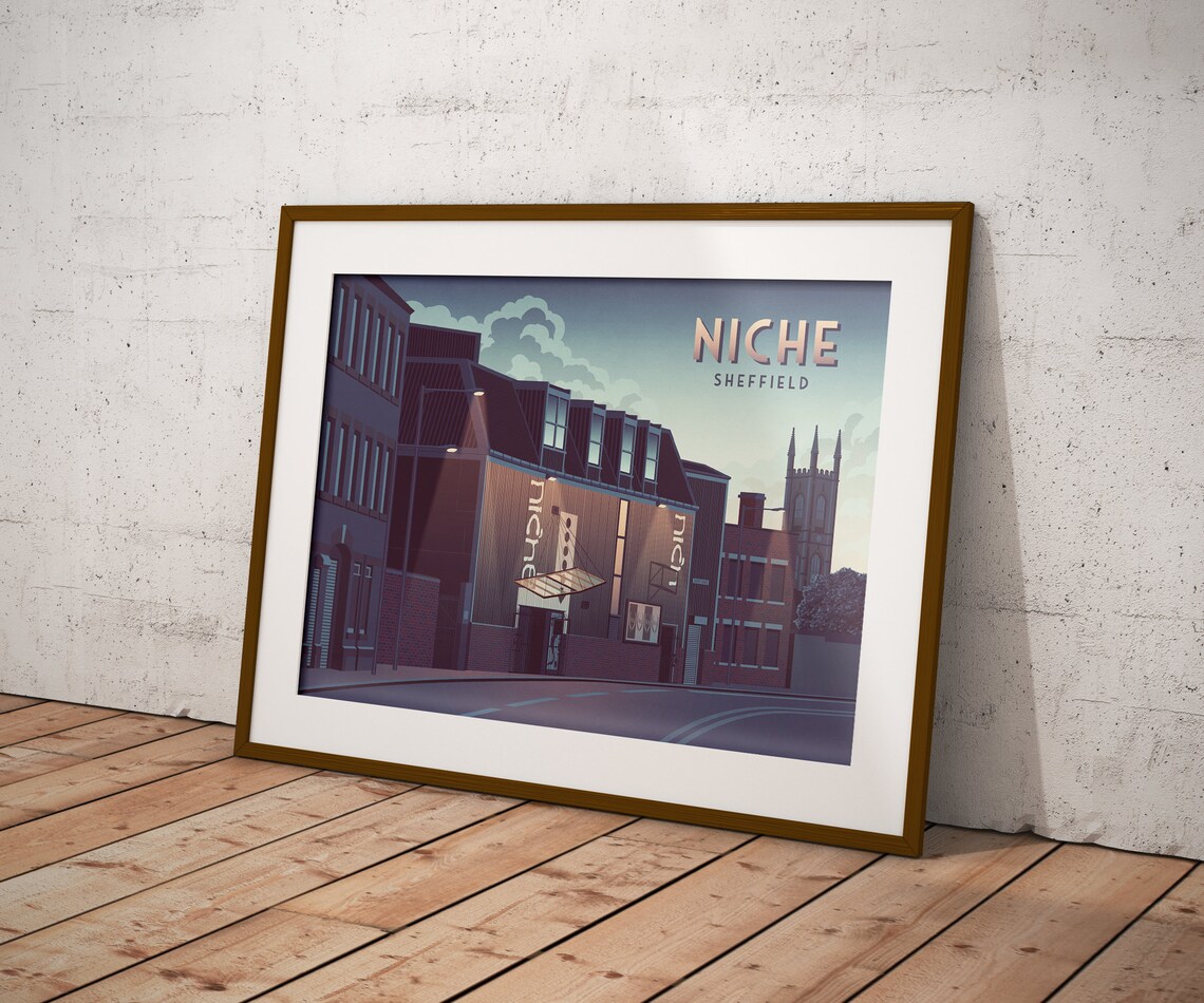 Niche Nightclub Sheffield Sidney Street Dusk Retro Venue Poster - Image 3