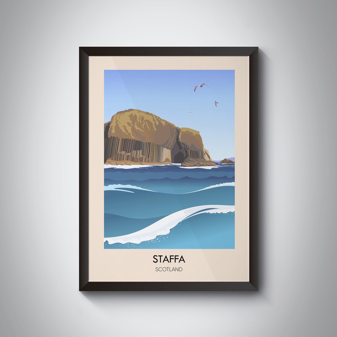 Staffa Scotland Travel Poster, Inner Hebrides Cave