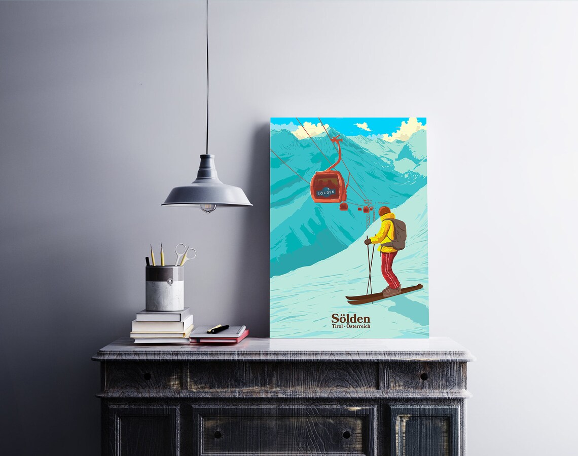 Solden Ski Resort Vintage Travel Poster, Austria - Image 2