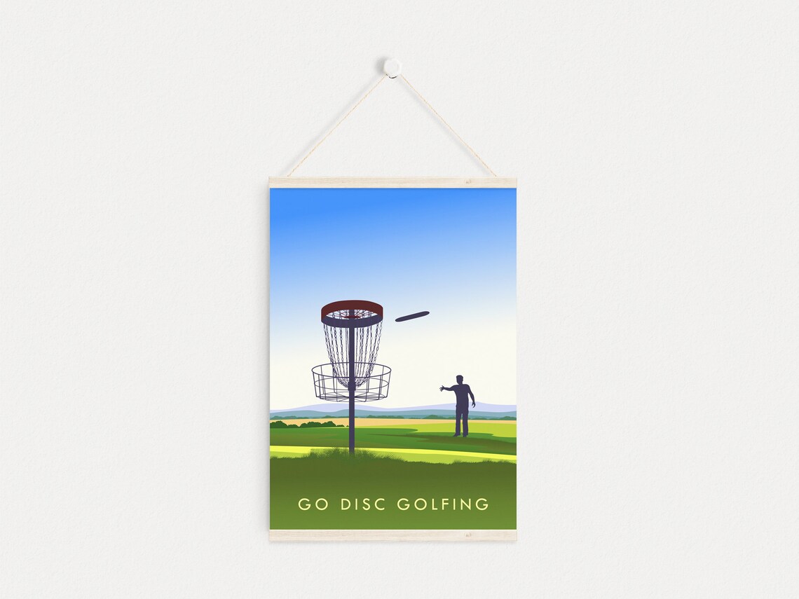 Vintage Disc Golfing Travel Poster, Outdoor Sport Art Print - Image 4