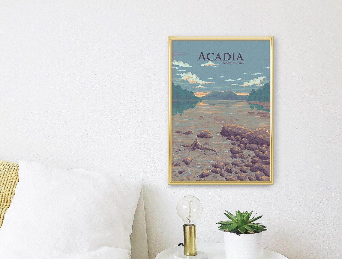 Acadia National Park Vintage Travel Poster, Maine USA - Image 3