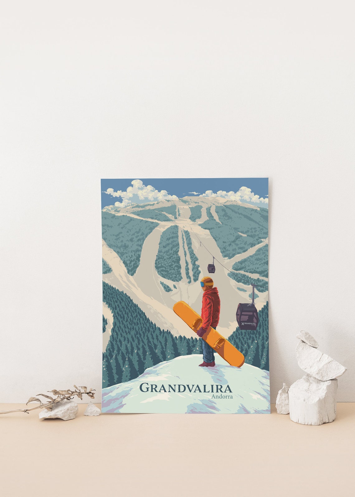 Grandvalira Andorra Snowboarding Poster with Summit View and Gondola - Image 4