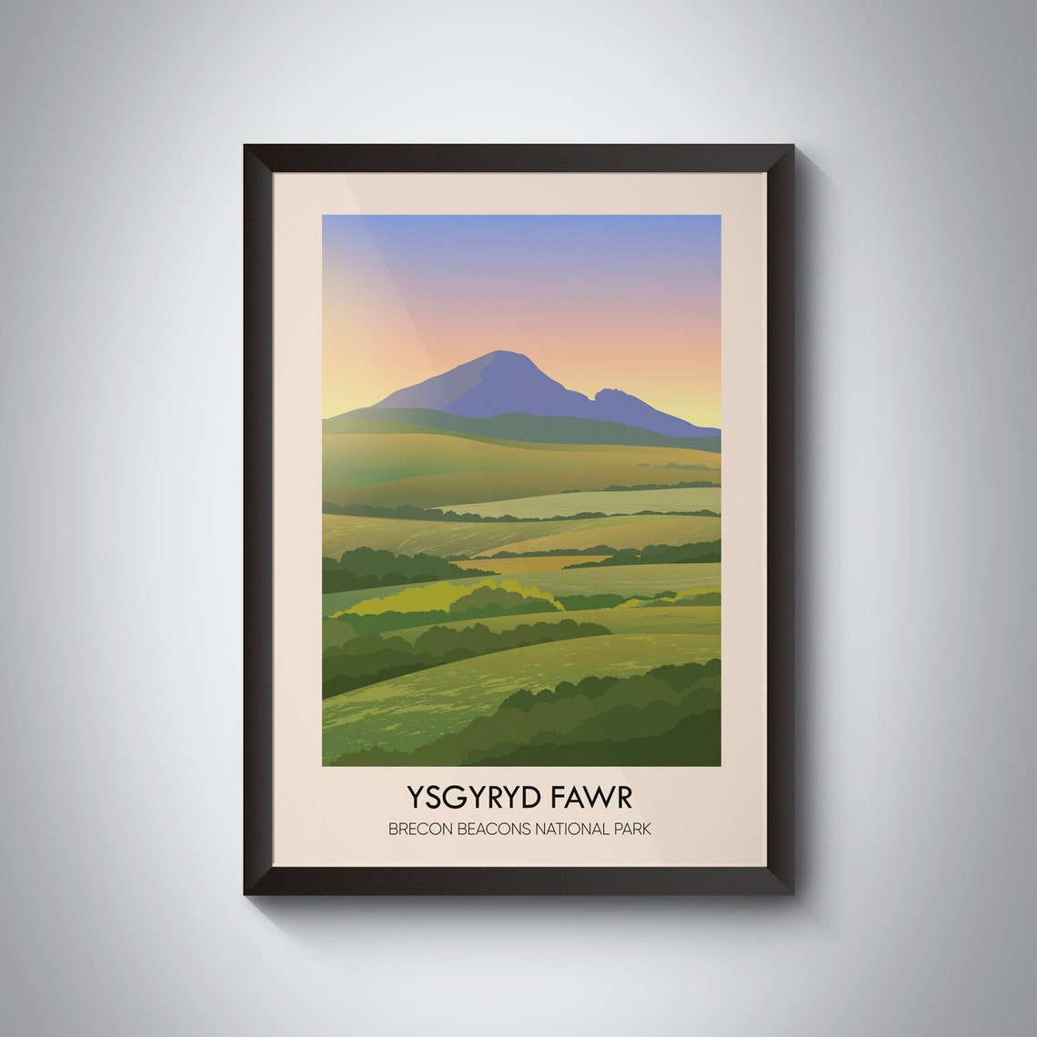 Ysgyryd Fawr Brecon Beacons National Park Wales Travel Poster Welsh Hiking Trails Vintage Travel Print Skirrid Fawr The Beacons Way Art
