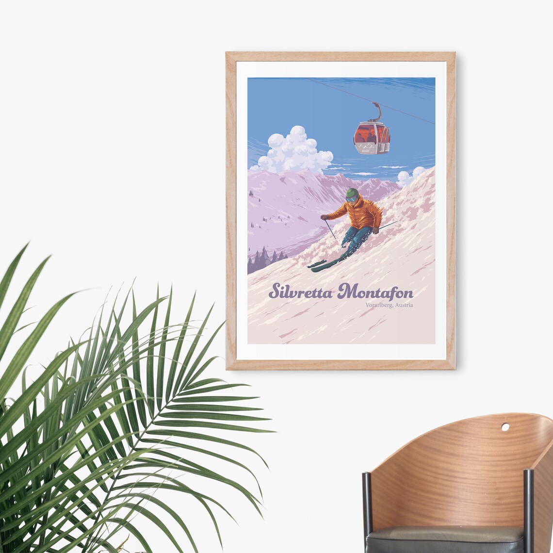 Silvretta Montafon Vorarlberg Austria Skier And Gondola Poster - Image 3