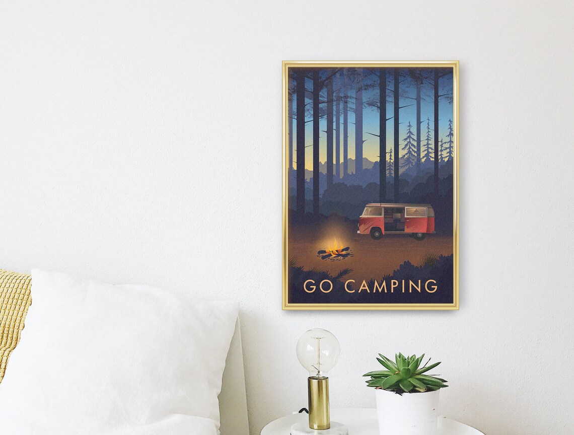 Go Camping Vintage Travel Poster, Vanlife Adventure - Image 3