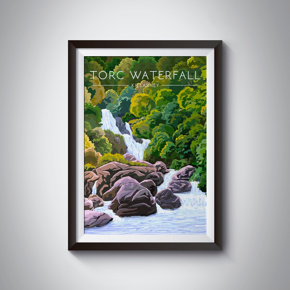 Torc Waterfall Ireland Travel Poster, Killarney