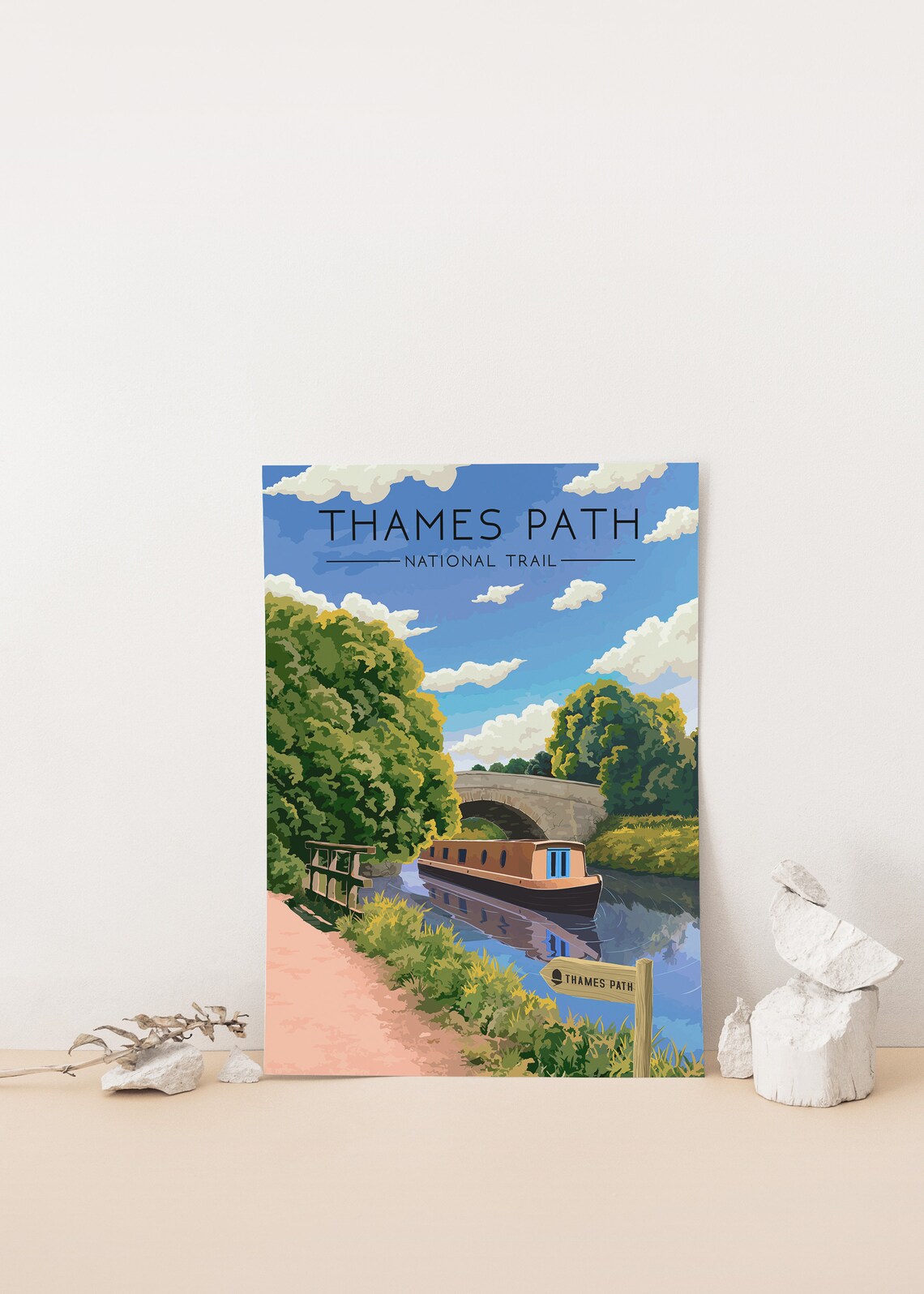 Thames Path National Trail Hiking Gift Wall Art Print - Image 3