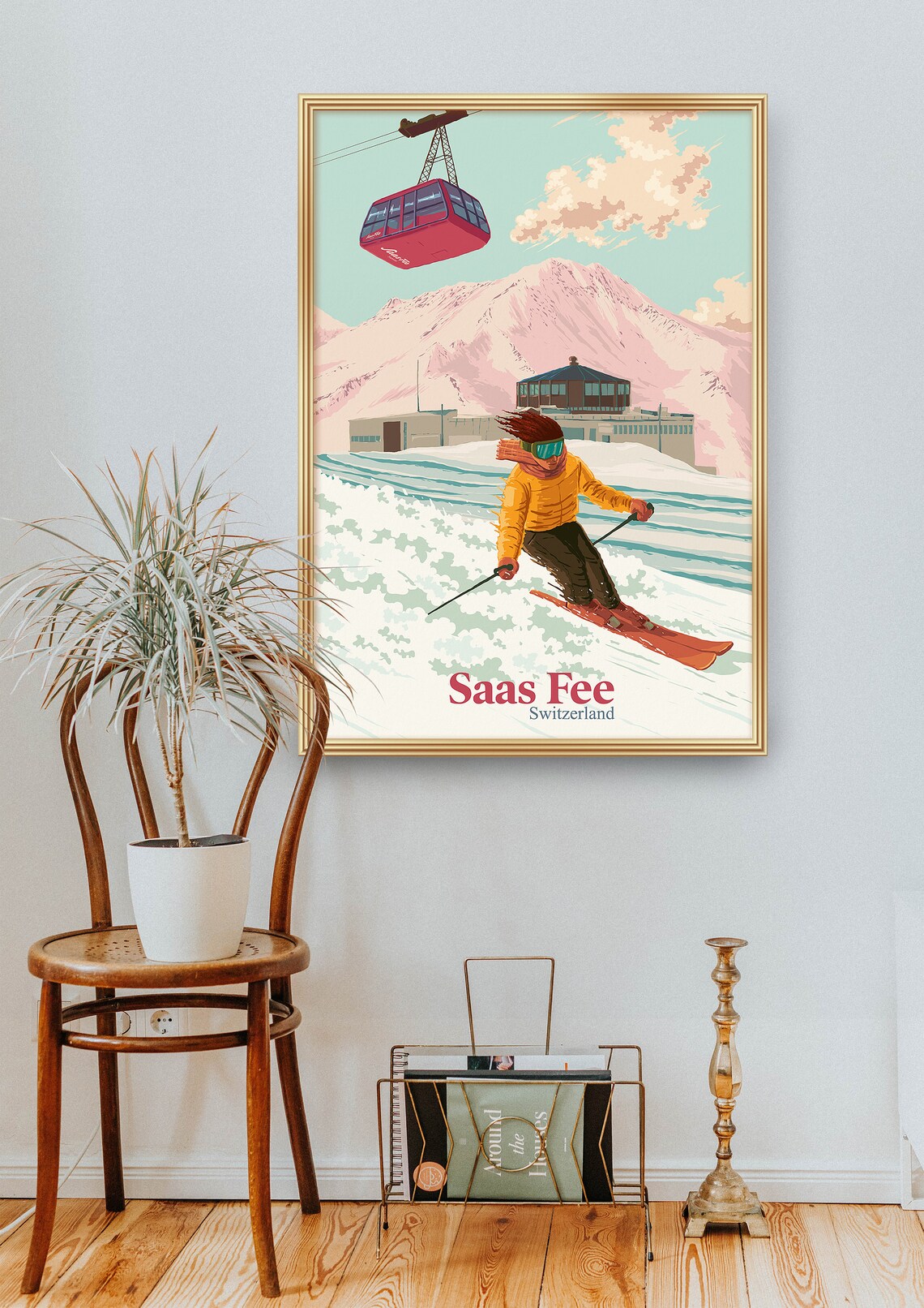 Saas Fee Ski Resort Travel Poster, Swiss Alps - Image 2