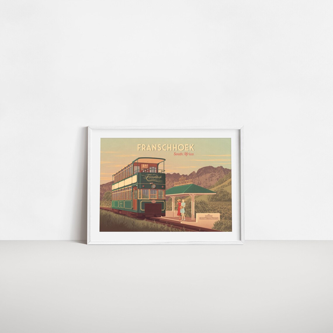 Franschhoek Wine Tram South Africa Vineyard Station Sunset Poster - Image 2