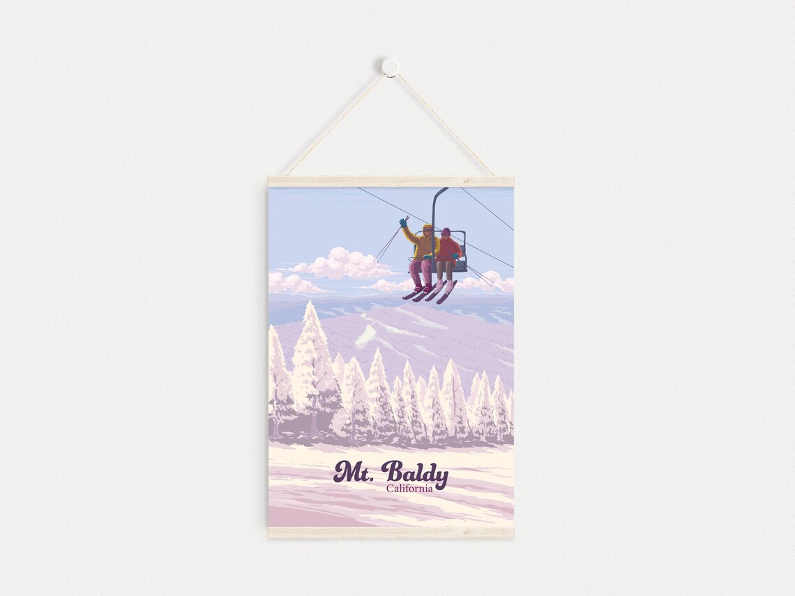 Mt Baldy California Ski Resort Chairlift Snowy Pines Travel Poster - Image 4