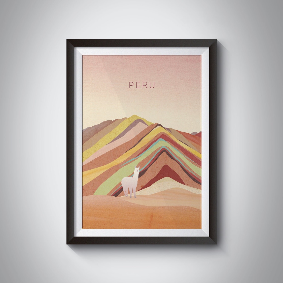 Peru Minimal Travel Poster, Cusco Rainbow Mountains