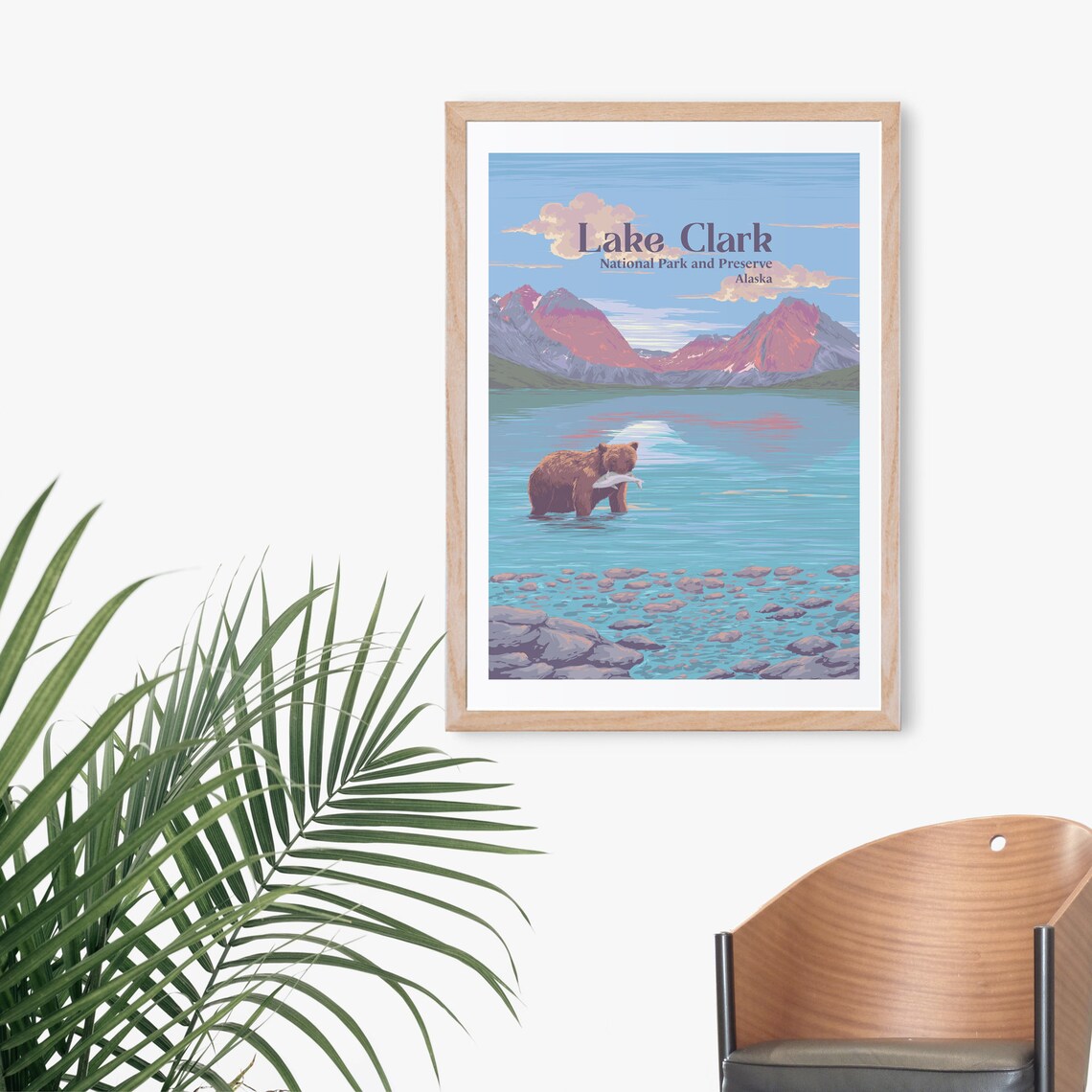 Lake Clark Alaska Brown Bear Fishing National Park Travel Poster - Image 3