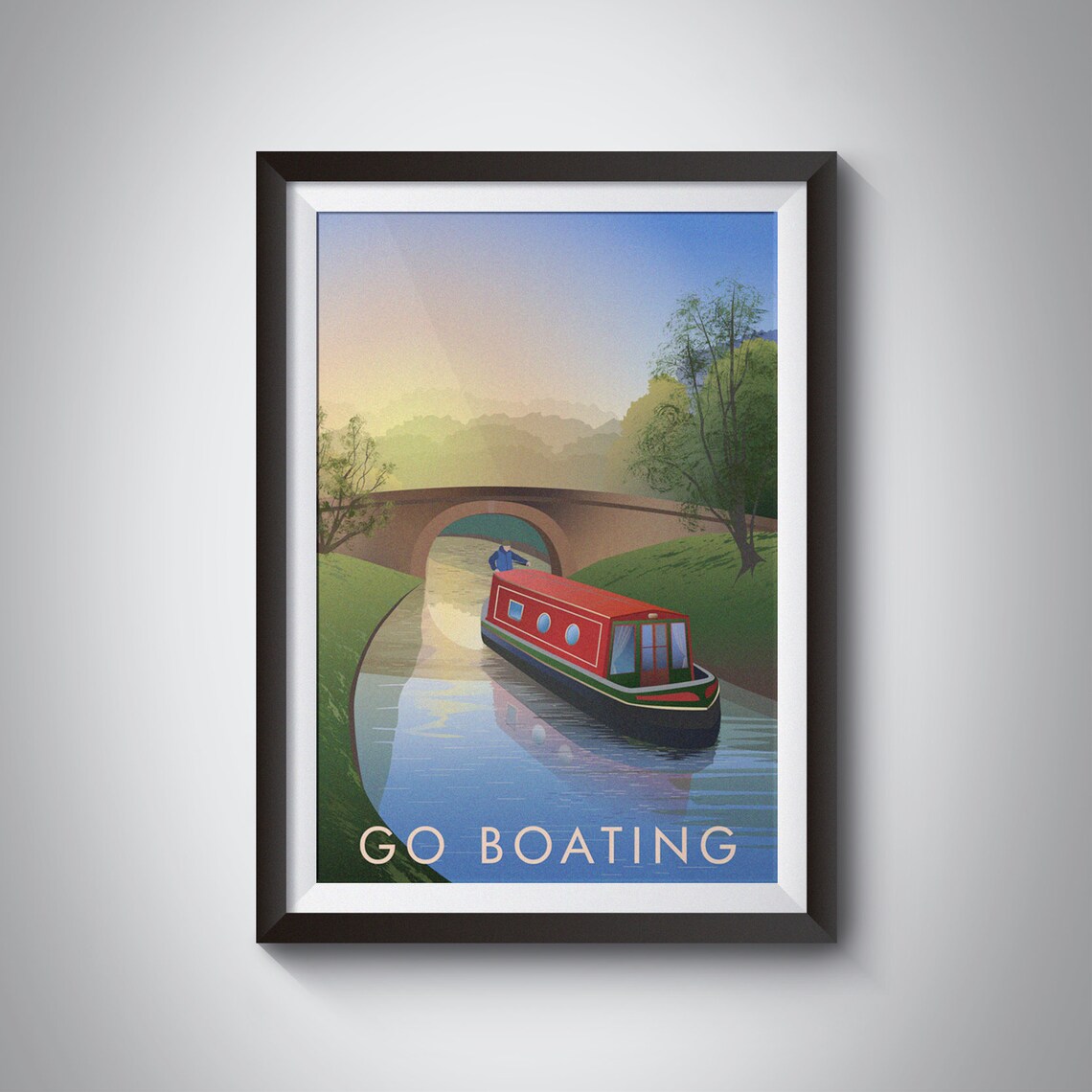 Narrowboat Uk Canals Vintage Travel Poster