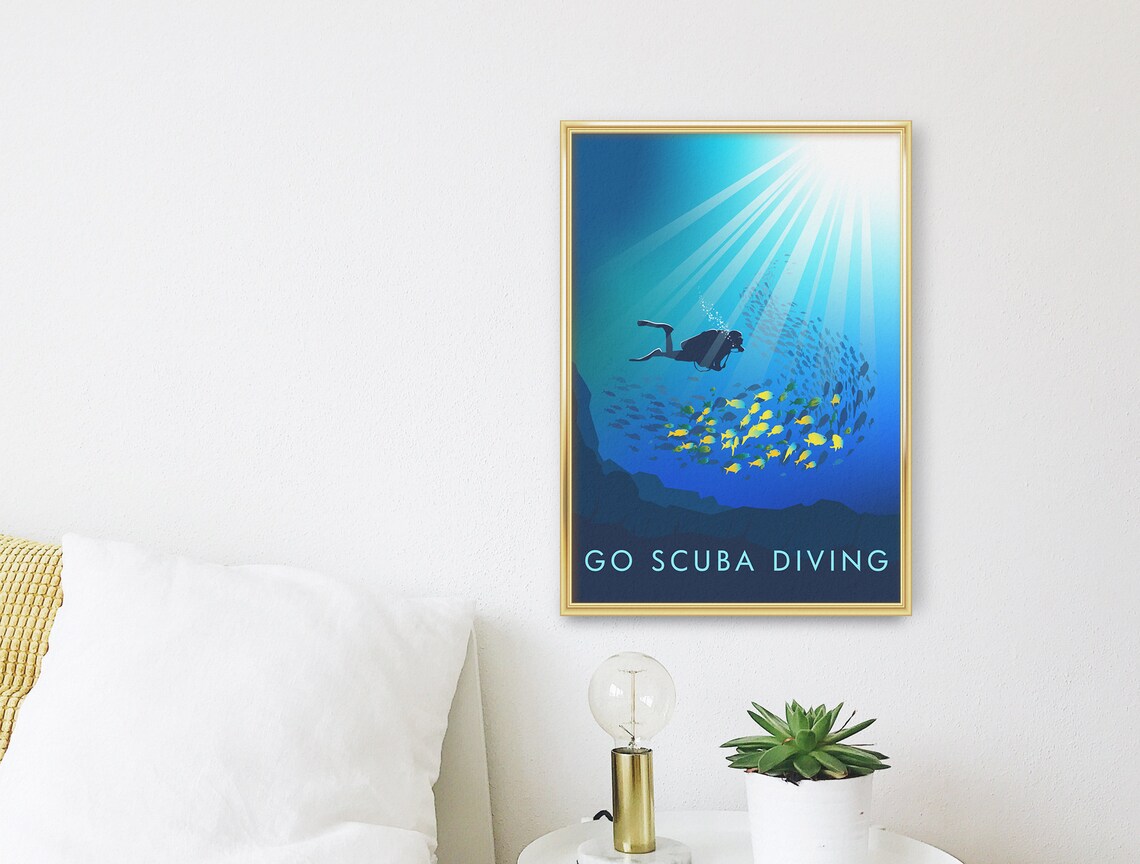 Scuba Diving Vintage Travel Poster, Adventure Sports Art Print - Image 3