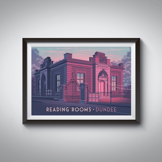 Reading Rooms Dundee Nightclub Neon Pink Evening Twilight Poster